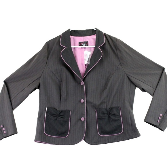 torrid Jackets & Blazers - Torrid Womens Size 3 Pinstripe Blazer Pink Trim Bow Pockets Tie Back NWT